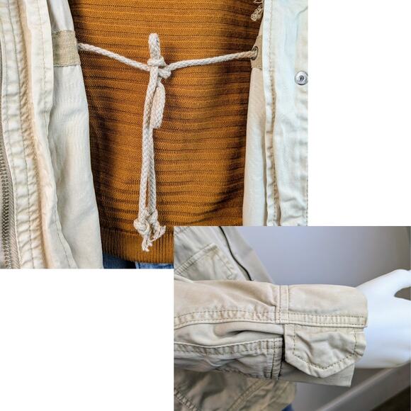 NEW Kensie Cotton Zip Jacket Pale Khaki Drawstring Waist Size Medium - Picture 7 of 8
